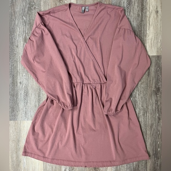 ASOS 100% cotton oversized faux wrap front dress. Dusty pink, size US 6. - Picture 1 of 6